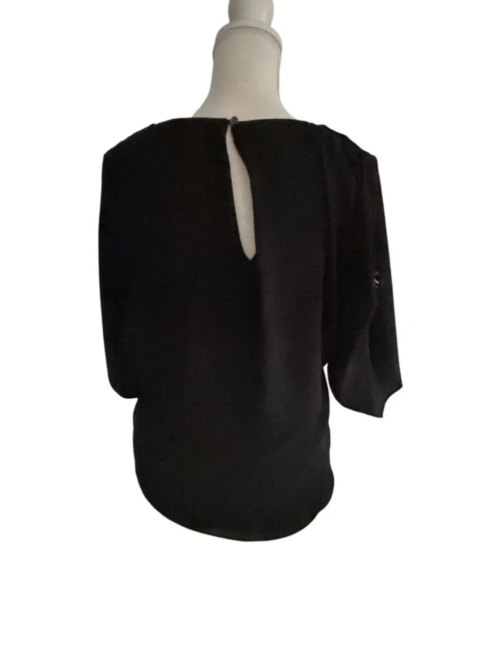 White House Black Market Black V Neck Top Size XXS